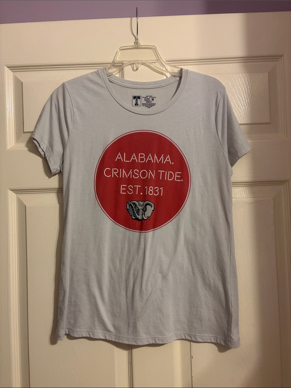 Alabama Crimson Tide Graphic Tee - Light Blue with Red Logo